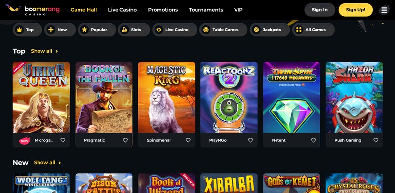Boomerang Casino: Izkusnost in zabava na najboljših slot in stolnih igrah